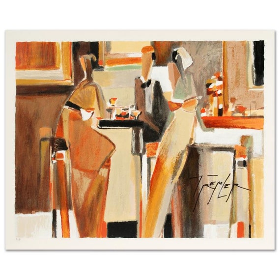 Yuri Tremler "Bar Scene I" Limited Edition Serigraph, Hand Signed with Certificate of Authenticity.