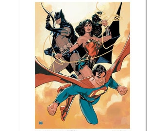 DC Comics, "Justice Trio" Numbered Limited Edition Giclee with Certificate of Authenticity.