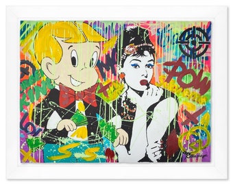 Nastya Rovenskaya, "Forever Young" Framed One-of-a-Kind Mixed Media, Hand Signed with Letter of Authenticity.