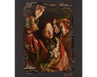 George Tsui, "Red Butterfly" Limited Edition Chiarograph, Numbered and Hand Signed with Letter of Authenticity.