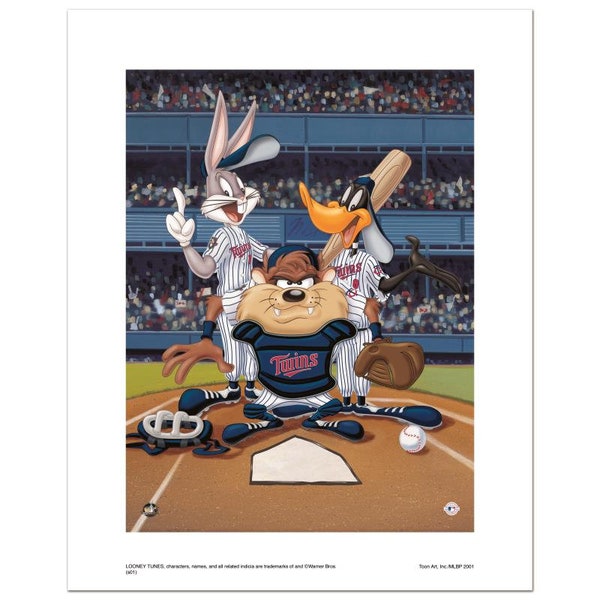 Numbered Limited Edition Giclee from Warner Bros., "At the Plate (Twins)" with Certificate of Authenticity.
