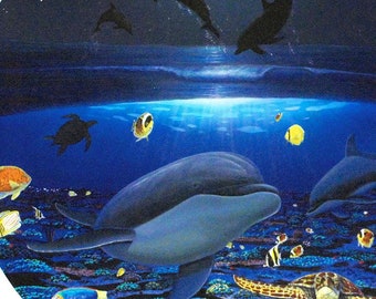 Wyland Moonlight Celebration Giclee: Signed Dolphin Canvas Art