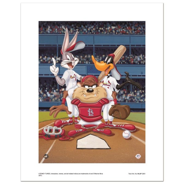 Numbered Limited Edition Giclee from Warner Bros., "At the Plate (Cardinals)"  with Certificate of Authenticity.