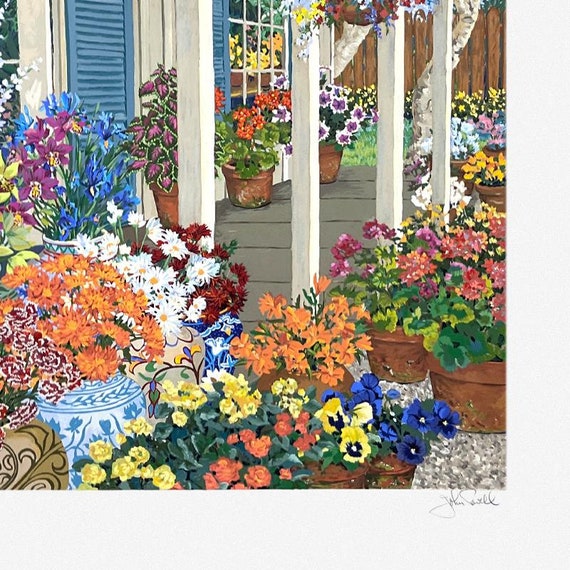 John Powell ジョンポーウェル 庭園の花 アートポスター 額付き John Powell 
