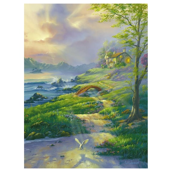 Jim Warren, evening Comfort Hand Signed, Artist Embellished AP Limited  Edition Giclee on Canvas With COA 