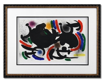 Joan Miro (1893-1983), "Plate VII" Framed Lithograph with Letter of Authenticity.