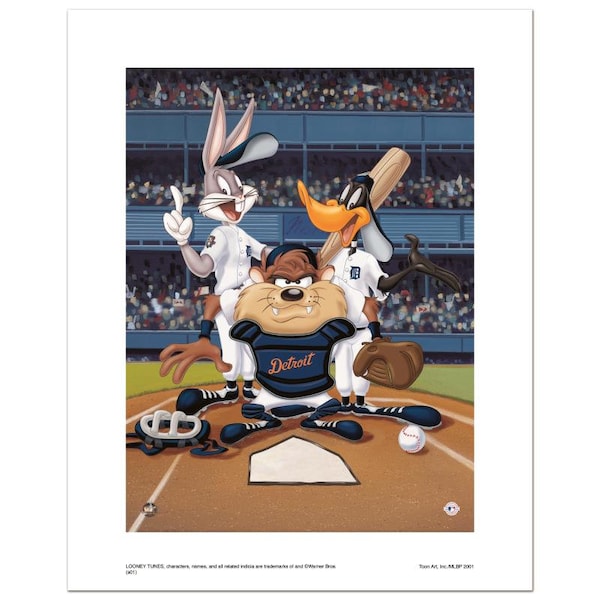 Numbered Limited Edition Giclee from Warner Bros., "At the Plate (Tigers)" with Certificate of Authenticity.