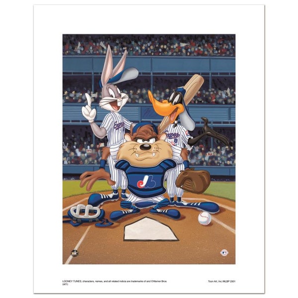 Numbered Limited Edition Giclee from Warner Bros., "At the Plate (Expos)" with Certificate of Authenticity.