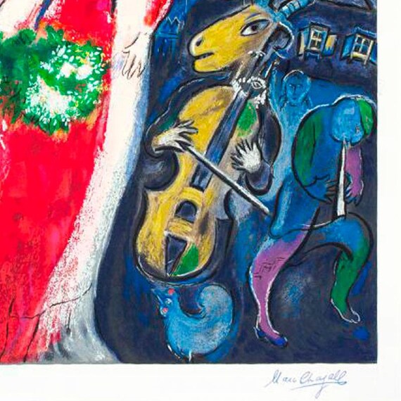 Marc Chagall 水彩画 リトグラフ　約107cm x 94cm Marc Chagall 水彩画 リトグラフ 約107cm x 94cm