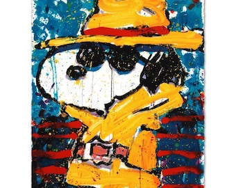 Undercover in Beverly Hills Limited Edition Hand Pulled Original Lithograph by Renowned Charles Schulz Protege, Tom Everhart.