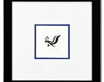 Framed Pepe le Pew Etching: Hand-Tinted Limited Edition