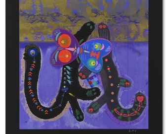 Lu Hong Serigraph: Kitty Camp Romance (Black) - Limited Edition