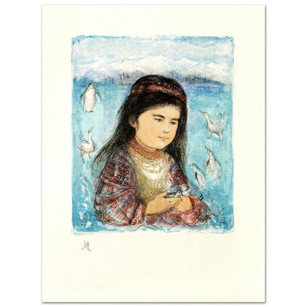 Edna Hibel "Aleut Child" Limited Edition Lithograph (1917-2014), Numbered and Hand Signed with Certificate of Authenticity.