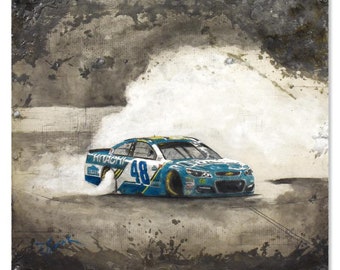 Trevor Mezak, "Nascar 48" Original Mixed Media Acrylic Painting, Hand Signed with Letter Authenticity.