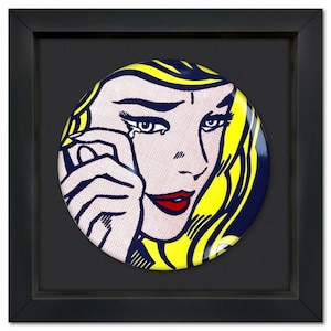 Roy Lichtenstein 1923-1997, Crying Girl Framed Limoges Porcelain Plate with Letter of Authenticity. image 1