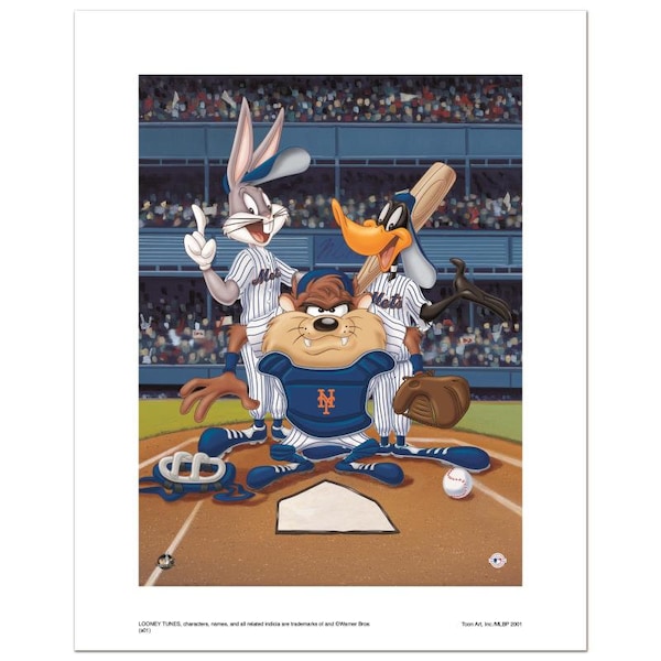 Numbered Limited Edition Giclee from Warner Bros., "At the Plate (Mets)" with Certificate of Authenticity.