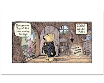 Bizarro, "Edgar Allan Pooh" Numbered Limited Edition Hand Signed by Creator Dan Piraro; Letter of Authenticity.