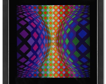 Victor Vasarely (1908-1997), "Reech de la série Structures Universelles De L'Octogone" Framed 1975 Heliogravure Print