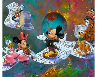 Jim Warren "A Universe of Music" Disney Limited Edition Hand Embellished Giclee on Canvas; Hand Signed; COA