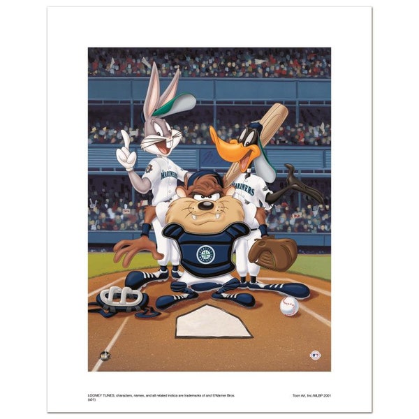 Numbered Limited Edition Giclee from Warner Bros., "At the Plate (Mariners)" with Certificate of Authenticity.