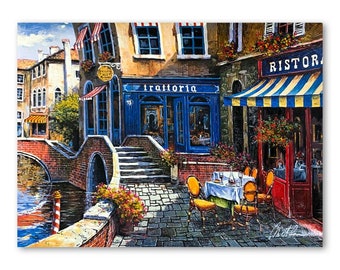 Anatoly Metlan "Outdoor Cafe" Serigraph: Hand Signed Limited Edition