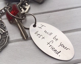 Your Actual Handwriting or Font Keychain Handwritten Key Chain Personalized Engraved Gift Him Her Husband Boyfriend Dad Guy Son Valentines