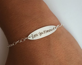 Bracelet personnalisé en argent sterling avec écriture manuscrite : bijoux commémoratifs emblématiques