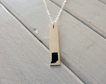 Your State Vertical Bar Necklace, Gold, Rose Gold, Sterling Silver Necklace, Birthday, Christmas Gift, Gift for Her, Jewelry Custom Unique