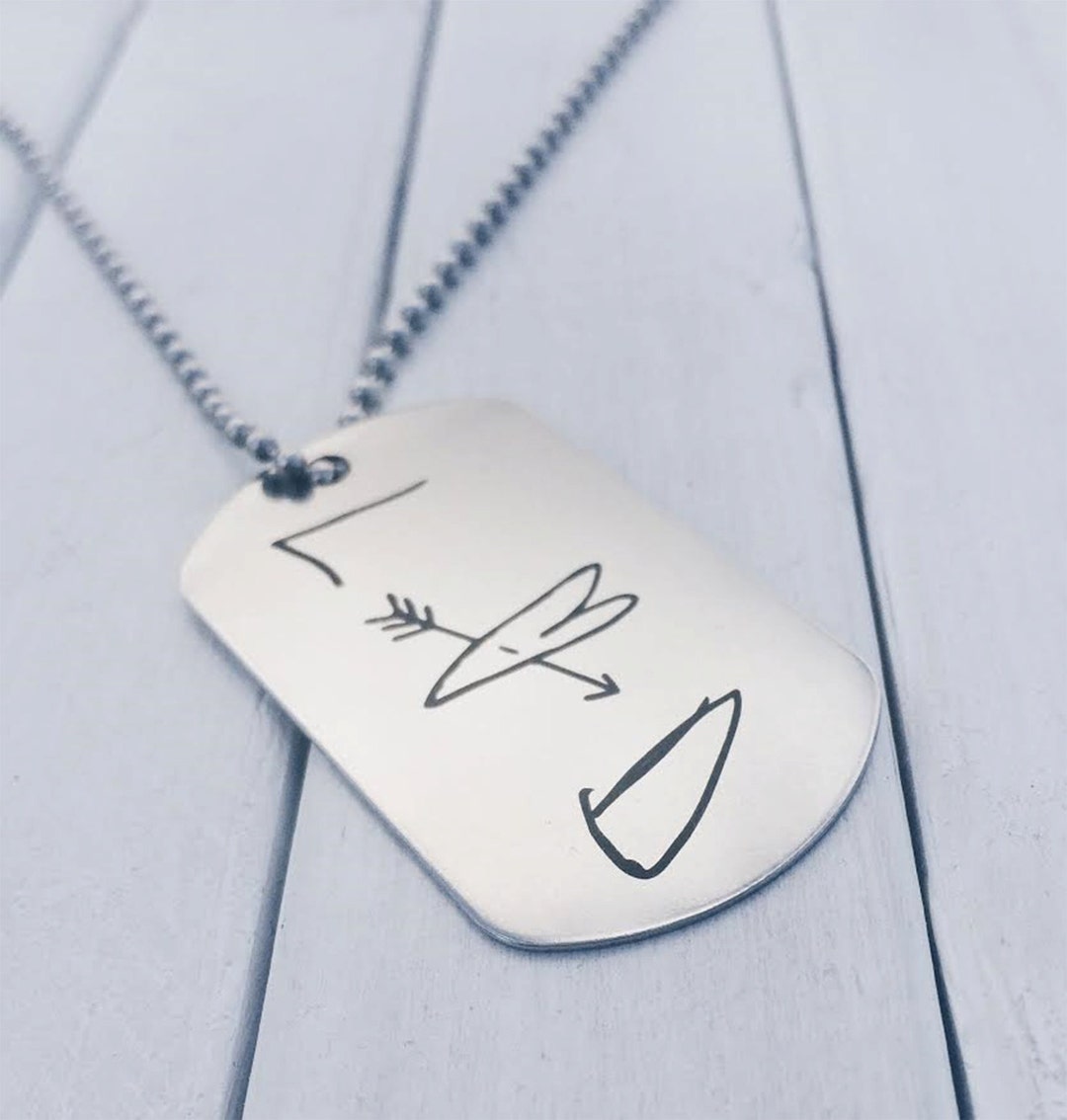 Your Handwriting Handwritten or Font Dog Tag Key Chain or Necklace ...