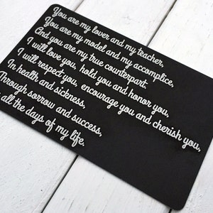 Votos de boda grabado cartera insertan billetera tarjeta aniversario marido esposa regalo regalo día de padre personalizado personalizado novio único