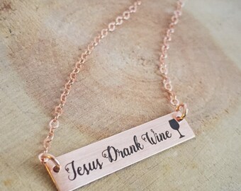 Collier barre de vin Jésus buvant : or rose, argent ou or jaune