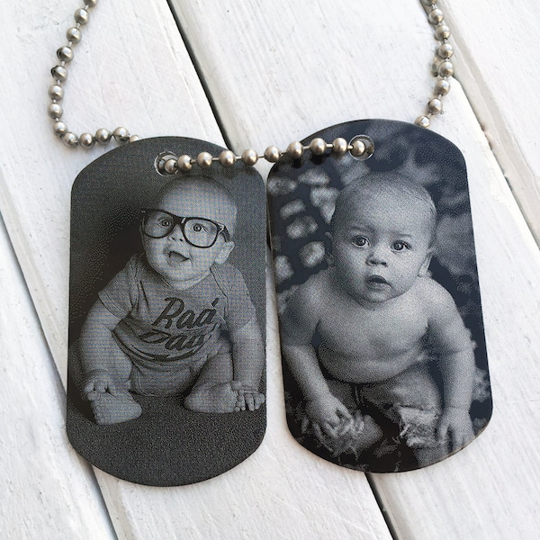 Photo Photo Dog Tag Collier Personnalisé Unique Cadeau Personnalisé Papa Fils Fille Mémorial Petit ami Saint-Valentin Mari Père militaire