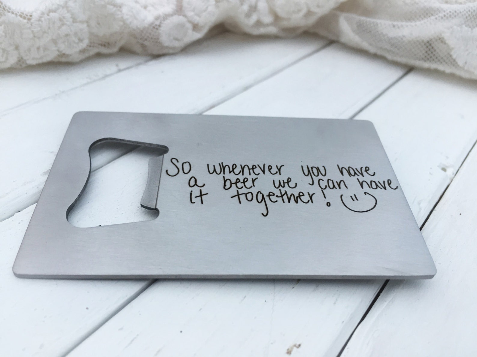 Personalized Bottle Opener Wallet Your Handwriting or Font Etsy