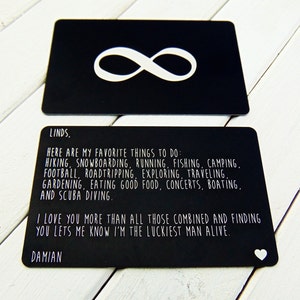 Cartera grabada Insertar tarjeta Aniversario regalo esposo Esposa Día del Padre Regalo Personalizado Amor Personalizado Nota única novio novio Vows