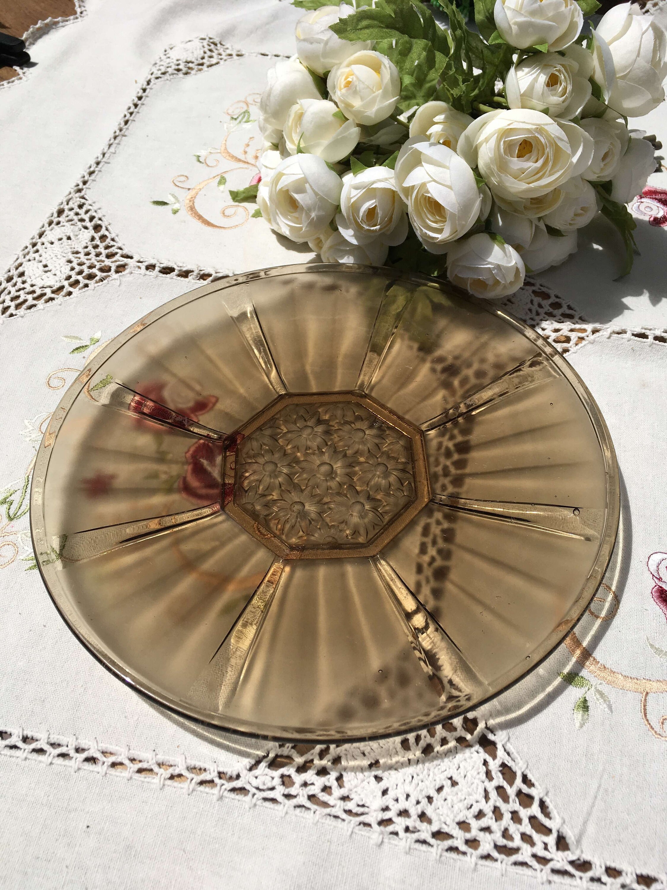 Coupe à Fruits, Plat de Service, Art Décoratif, Fumé Dans L'esprit Daum, Décoration Française, Circa