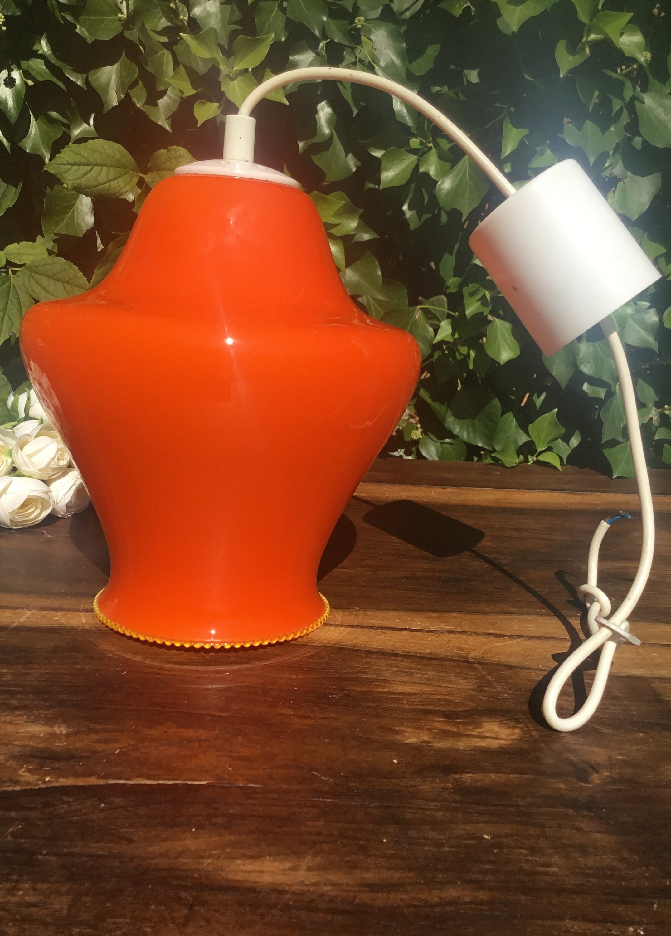 Plafonnier Orange/Blanc, Luminaire, Lustre, Lampe, Éclairage, Suspension, Décor Pop, Moderne, Abat-J