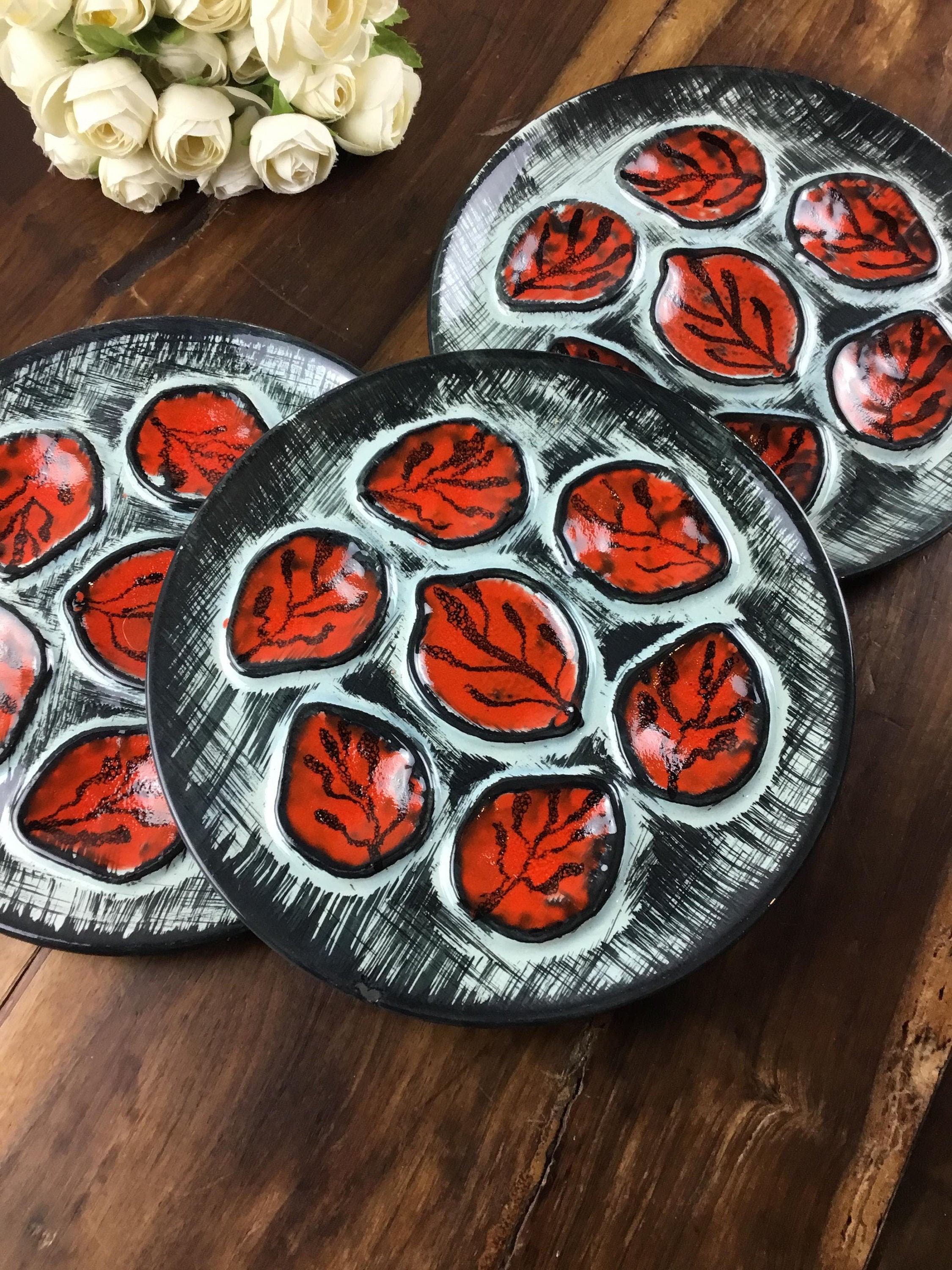 6 Oyster Plates Shellfish Seafood Dinnerware Mid Century Etsy Canada