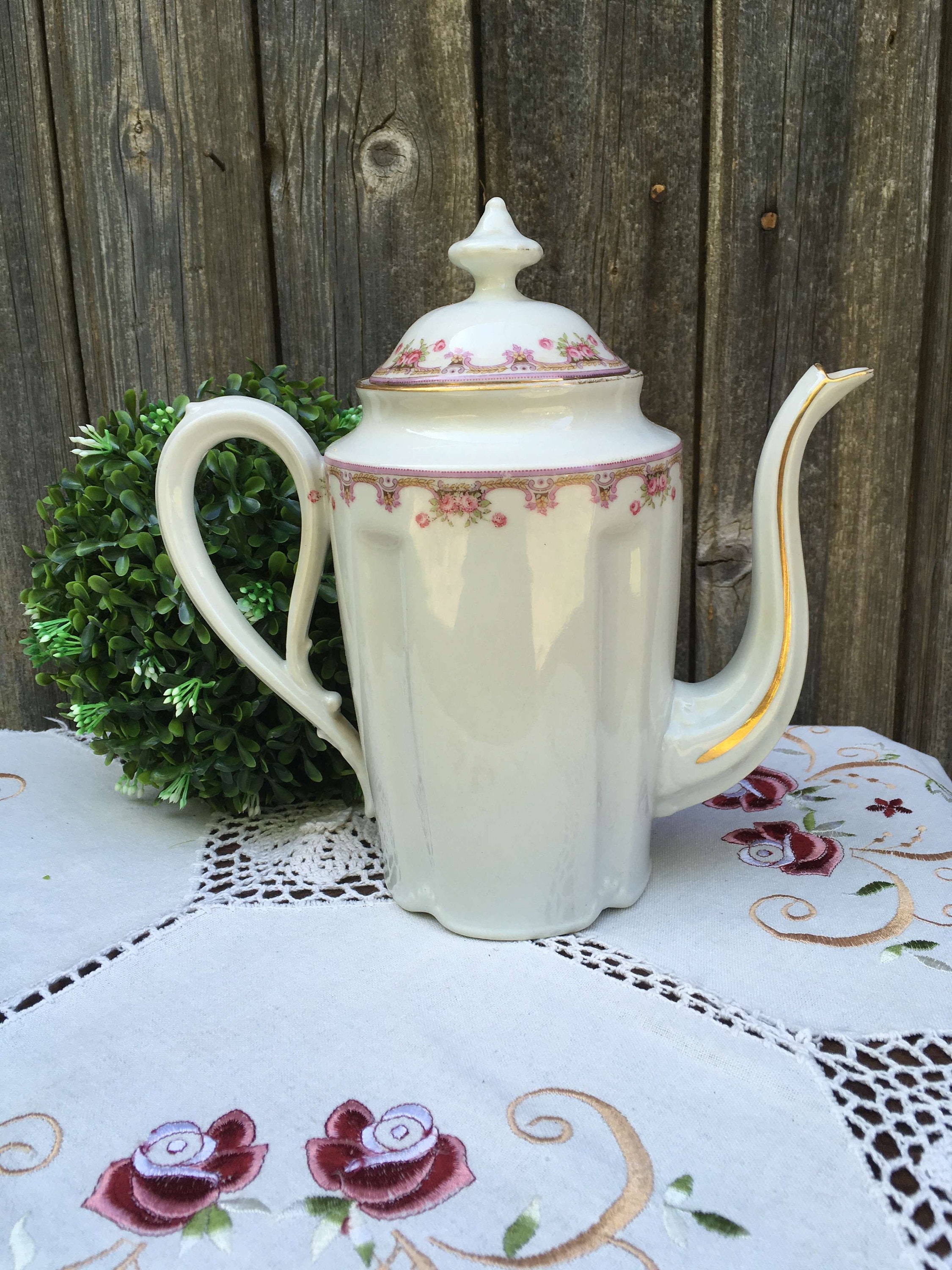 French Antique Porcelain Coffee Pot Romantic & Elegant Etsy