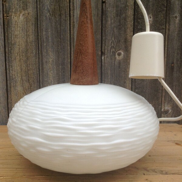 Mid Century Scandinavian ceiling lamp opaline white streaked