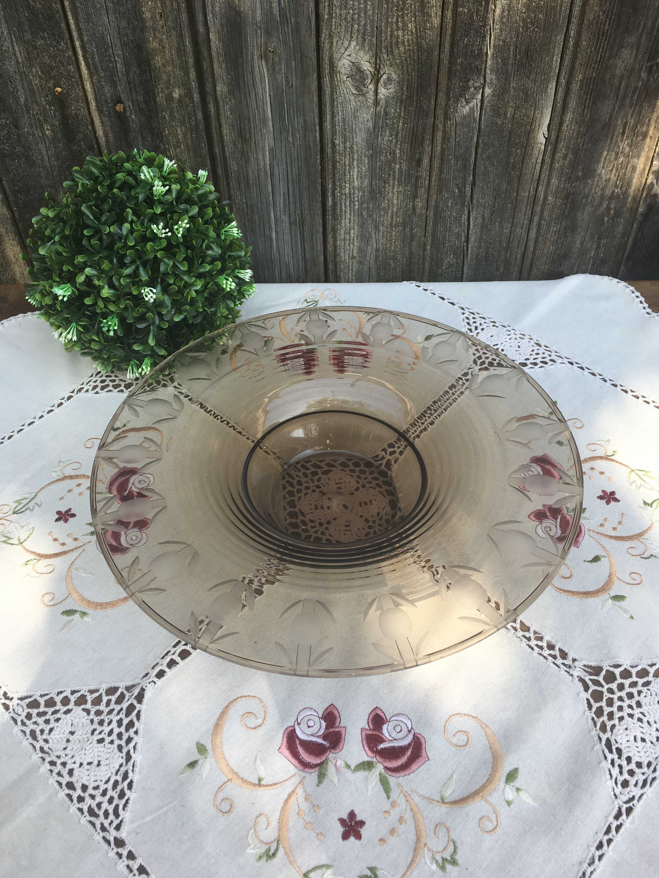 Grande Coupe à Fruits, Vide Poche, Art Décoratif, Fumé Dans L'esprit Daum, Décoration Française, Sha