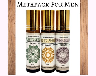 Aromatherapy MetaPack for Men | Natural mens fragrance | Gifts for Him | Fathers day gifts | 3 pack aromatherapy oil fragrances