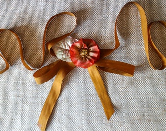 Sun Flower * Silk Ribbon & Antique Seam Tape Choker