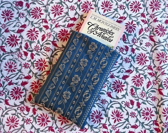 vintage fabric book sleeve | blue tapestry