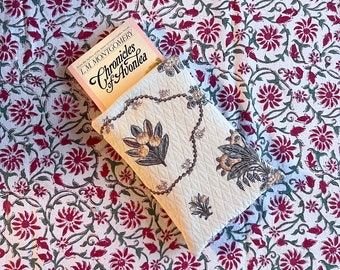 vintage fabric book sleeve | quilted fruit