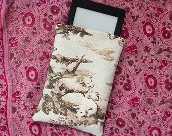 vintage fabric book sleeve | sheep toile linen