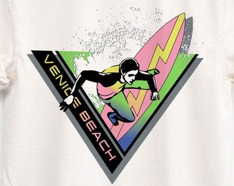 Retro Venice Beach T-Shirt for, So. California Vibes, 80's style Surf Graphic, Gift for Surfers, Unisex Summer Beach Apparel, OP style Tee