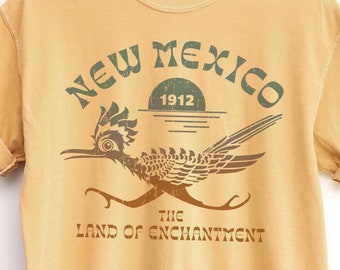 New Mexico Land of Enchantment Shirt, Road Runner Tshirt, BOHO Souvenir Tee, Retro Destination Comfort Colors Tshirt