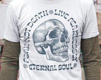T-shirt tête de mort imprimé bloc, chemise tête de mort grunge, tête de mort style bloc imprimé, t-shirt tête de mort, t-shirt tête de mort, t-shirt grunge, esthétique Woodblock