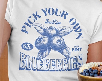 Pick your own Blueberries Shirt, Blueberry Shirt, Blueberry Core Shirt, Mom Gift, Gift for women, Blueberry Summer fashion, Vintage style