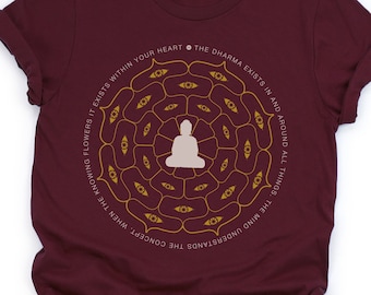 Buddha Lotusblomma T-shirt, Buddha Meditation, Medvetandemandala, Bodhisattva T-shirt, Buddhistisk Dharma Visdomströja